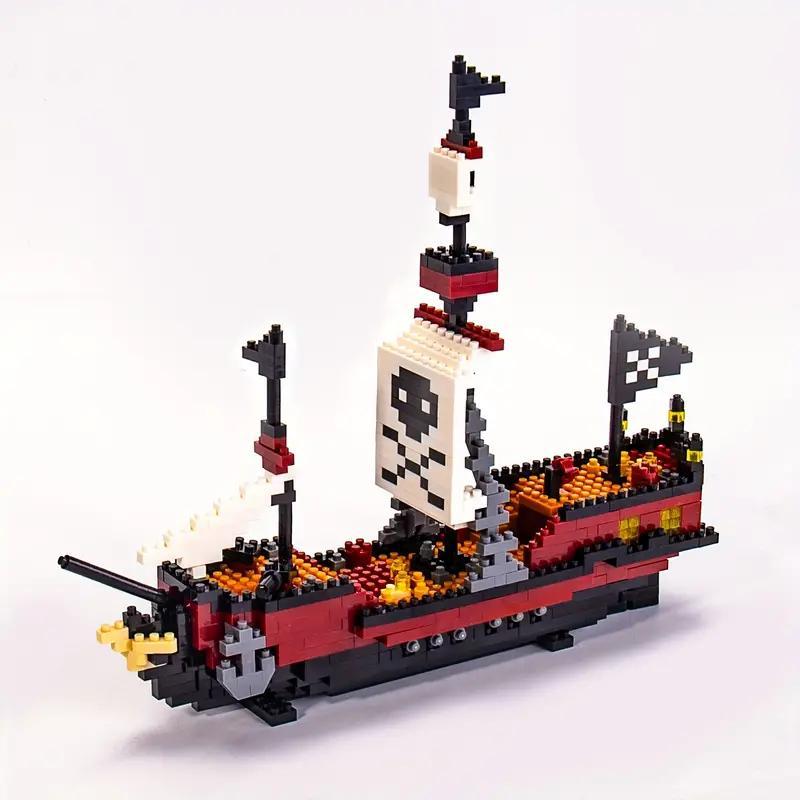 780pcs set Pirate Ship Building Block Toy, Creative Desktop Ornament, Educational Toy for Adults and Kids