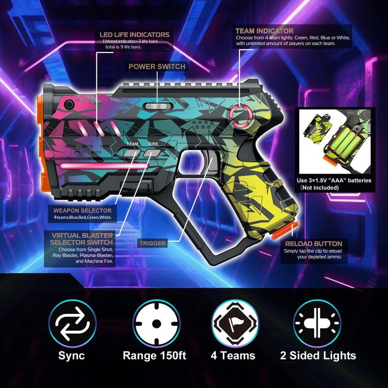 Laser Tag Set of 2, Lazer Tag Game for Kids Indoor & Outdoor Play, Gift Ideas for Kids Teens and Adults, Cool Toys for Teenage Ages 8 9 10 11 12+Year Old Boy & Girls