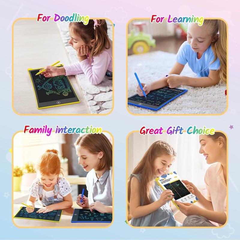 2 Pack LCD Writing Tablet, 10 Inch Colorful Doodle Board Drawing Tablet for Kids, Kids Travel Learning Toys Christmas Birthday Gifts for 3 4 5 6 Year Old Boys and Girls Toddlers TECJOE