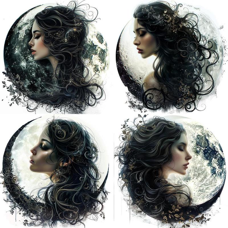 Gothic Moonlight Goddess Pattern Sticker, 20pcs set Decorative Sticker, Art Stickers for Scrapbooking, Journaling, Gift Decor, DIY Crafts