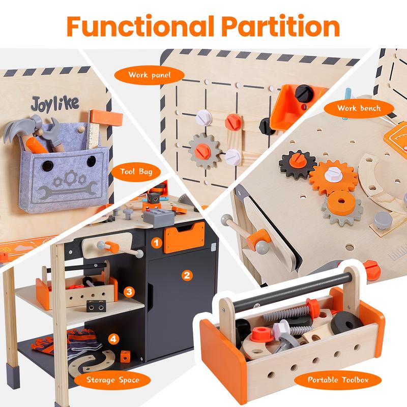 Joylike Wooden Tool Construction Table set Pretend Play Ideal Holiday Gift for Kids