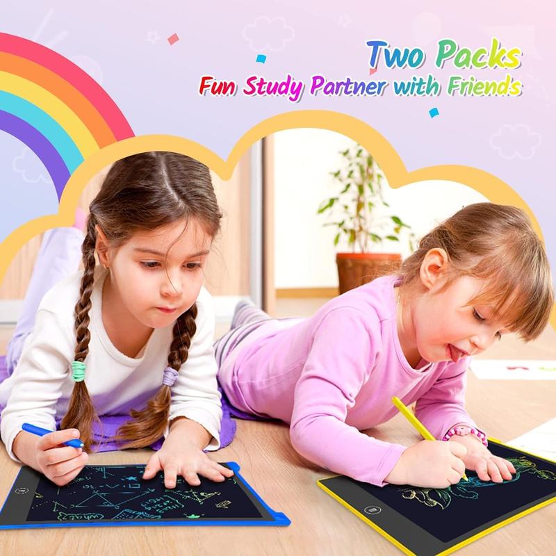 2 Pack LCD Writing Tablet, 10 Inch Colorful Doodle Board Drawing Tablet for Kids, Kids Travel Learning Toys Christmas Birthday Gifts for 3 4 5 6 Year Old Boys and Girls Toddlers TECJOE