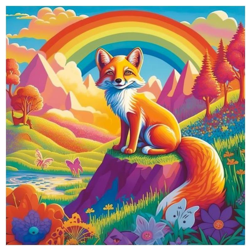 Cartoon Fox Pattern Diamond Painting Kit Without Frame, DIY 5D Diamond Painting by Numbers Kit, Wall Art Decor