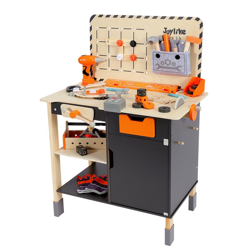 Joylike Wooden Tool Construction Table set Pretend Play Ideal Holiday Gift for Kids