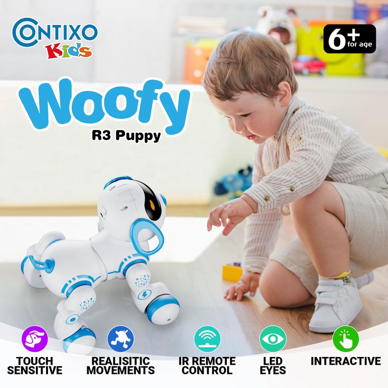 Contixo Smart Puppy, Kids & Toddlers Ages 3-8, Interactive Learning Robot Dog Toy, Remote Control, Lights & Sounds, Boys & Girls Gesture Sensing remote control