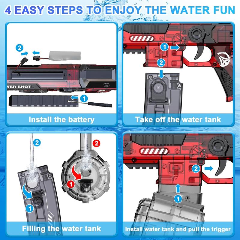 Electric Water Guns for Adults Kids, Full Auto Water Pistol with up to 26 Ft Long Range, Strongest Water Blaster IP67 Waterproof, Squirt Gun for Kids Ages 8-12 Outdoor Beach Party