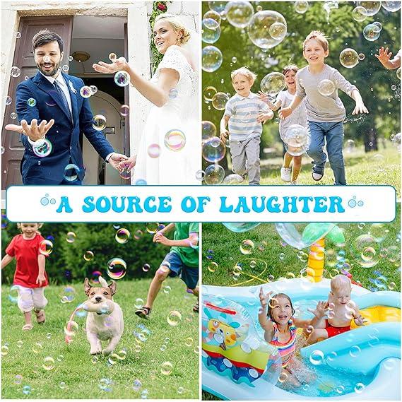 Bubble Gun 2 Pack with 2 Bottles Bubble Solution, 40-Hole Light Up Dip Bubble Machine for Kids Toys for 3-8 Year Old Boys Girls: 2 Pack Bubble Machine for Kids, Gifts for 3 4 5 6 7 8 Years Old Boy Birthday Toy for Kid Toddlers Outdoor Bubbles (Blue)