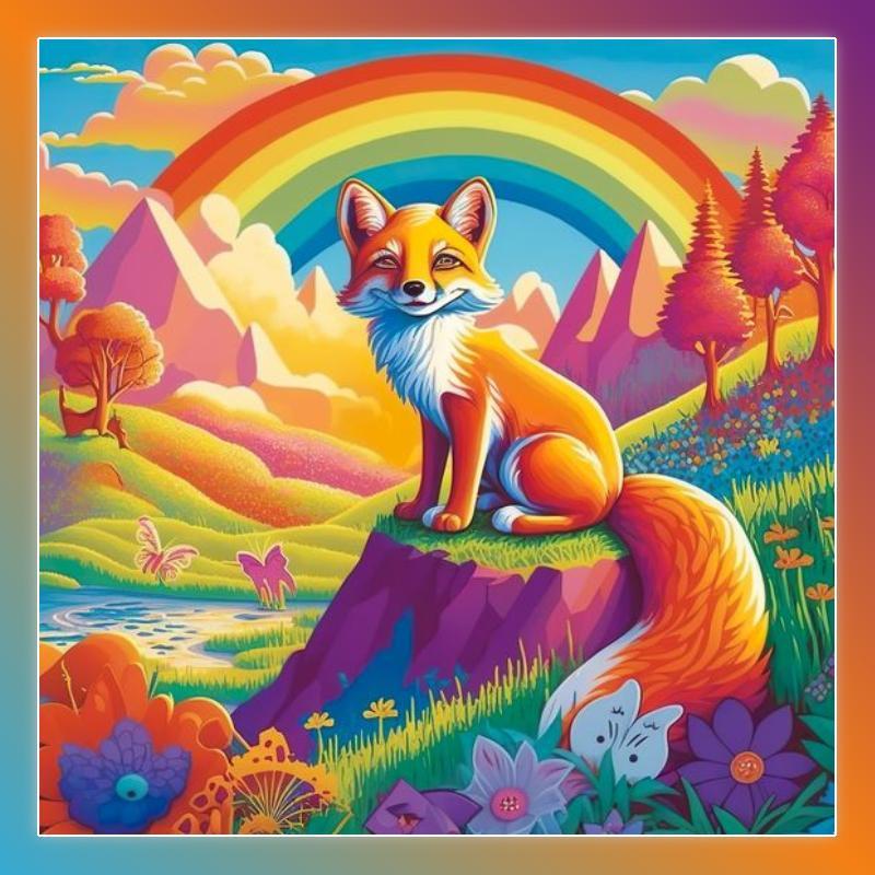 Cartoon Fox Pattern Diamond Painting Kit Without Frame, DIY 5D Diamond Painting by Numbers Kit, Wall Art Decor