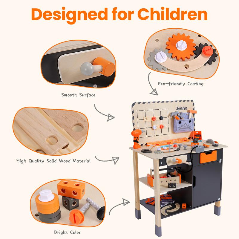 Joylike Wooden Tool Construction Table set Pretend Play Ideal Holiday Gift for Kids