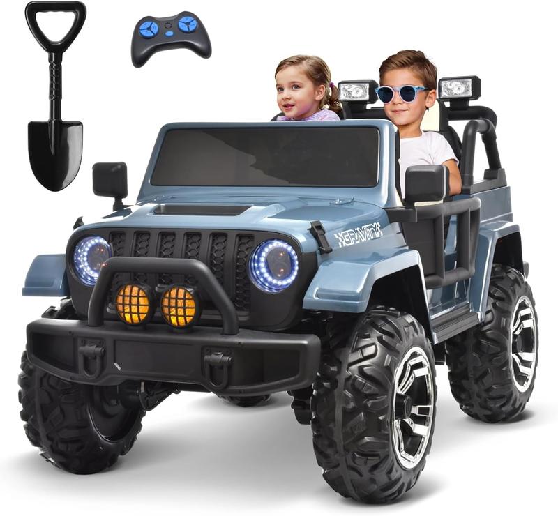 Blue Black Green Grey Pink 24V Ride on Truck 2 Seater Kids Electric Car Battery Powered Motorized 4WD, with 300W Powerful Motors, Large Battery, 2.4G Remote Control, Suspension System, Music & LED Headlight,Christmas Gift