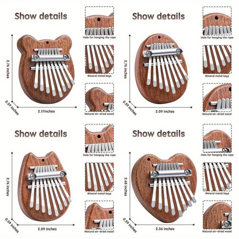 Mini 8 Key Kalimba, Cute Instrument Pendant Keychain, Thumb Piano Gifts for Beginners Music Lovers Players, Music Accessories