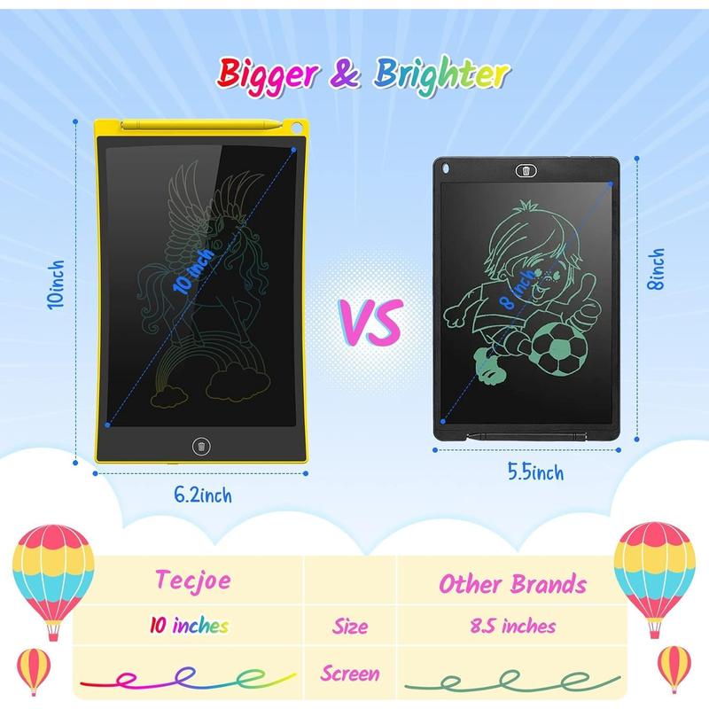 2 Pack LCD Writing Tablet, 10 Inch Colorful Doodle Board Drawing Tablet for Kids, Kids Travel Learning Toys Christmas Birthday Gifts for 3 4 5 6 Year Old Boys and Girls Toddlers TECJOE