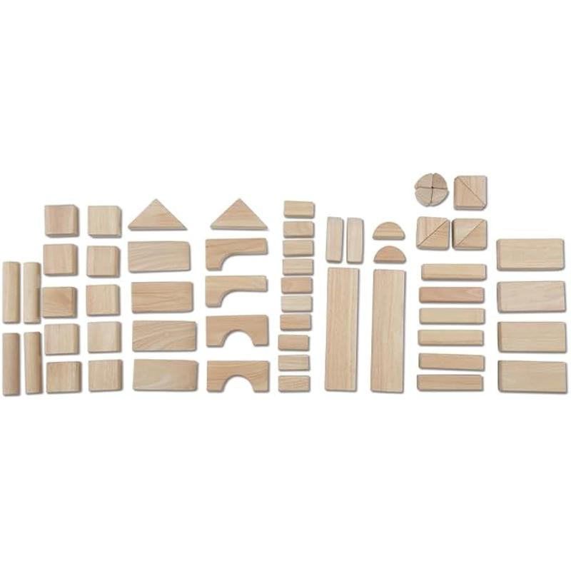 Melissa & Doug Standard Unit Solid-Wood Building Blocks With Wooden Storage Tray (60 pcs) Classic Wooden Blocks For Toddlers Ages 3+