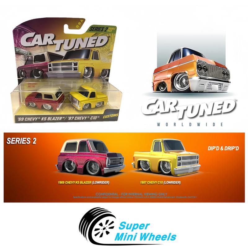 CarTuned 1:64 2-Pack Series 2 – 1969 Chevrolet K5 Blazer Lowrider and 1987 Chevrolet C10 Lowrider