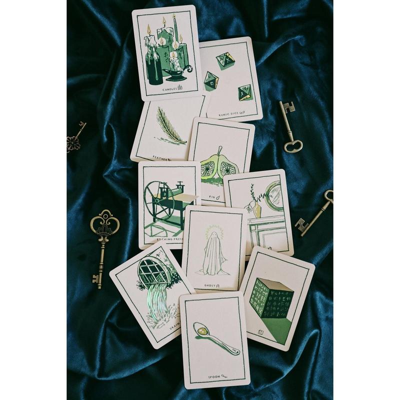 Green Glyphs Oracle Cards with Prismatic Gold Accents and 80-page Guidebook