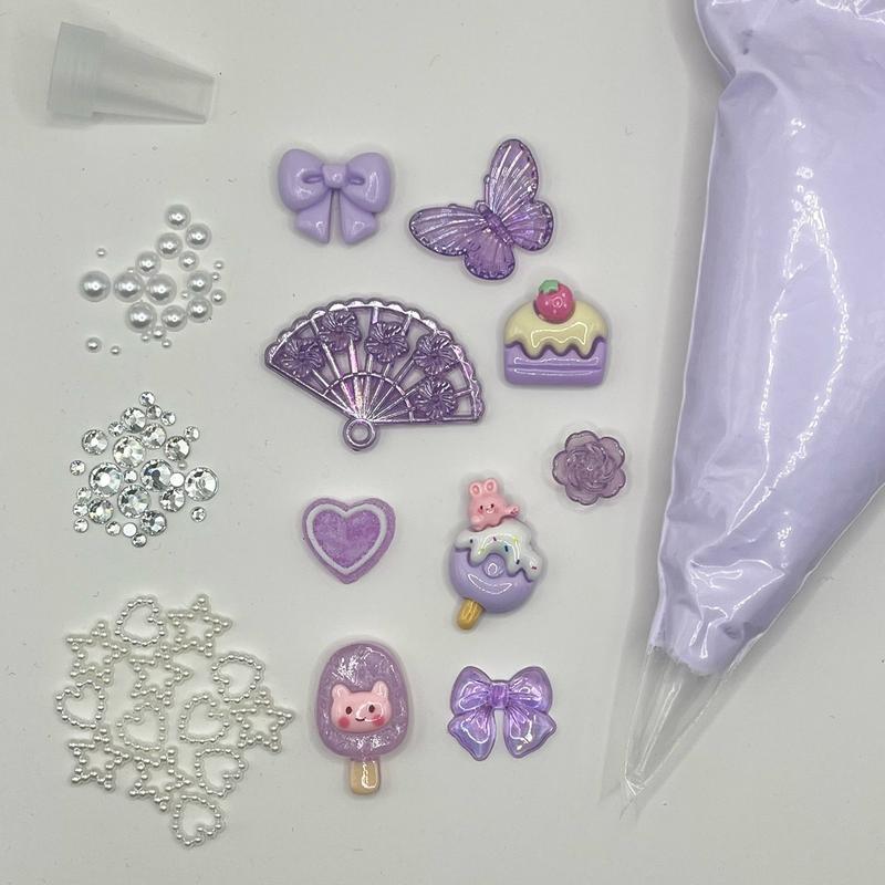 DIY Decoden Charm Cream Glue Craft Kit, Decoden Cream Glue and Charm Kit, Decoden Cream Glue, Decoden Charms, Decoden Supplies, Decoden Kits, Decoden Phone Case,  Charms, Cabochons, Jewelry Box, Customization