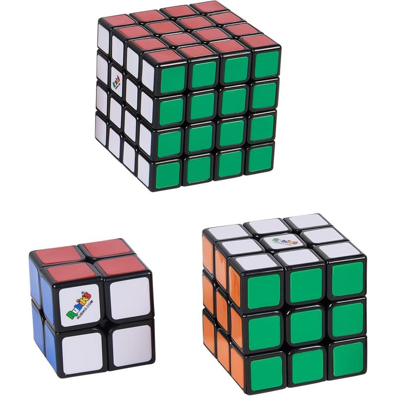 Rubik’s, Tiled Trio Bundle 2x2 Mini 3x3 Cube 4x4 Master 3D Puzzle Game Stress Relief Fidget Toy Travel Gift Set, for Adults & Kids Ages 8 and up