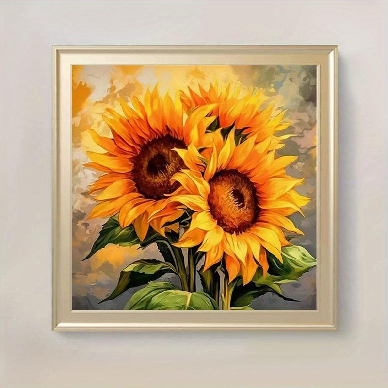 DIY Artificial Rhinestones Arts Painting Kit Without Frame, Sunflower Flower Pattern DIY Painting, Handmade Craft Wall Art Decoration