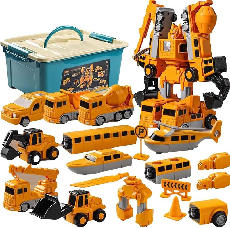 Magnetic Transform Engineering Car Assembled Toys,Toy Construction Vehicles with Storage Box,Magnetic Blocks for Kids Age 3-5 4-8 Outdoor Toddler Activities Toys(Engineering Series-35 Pcs) FTS-simi