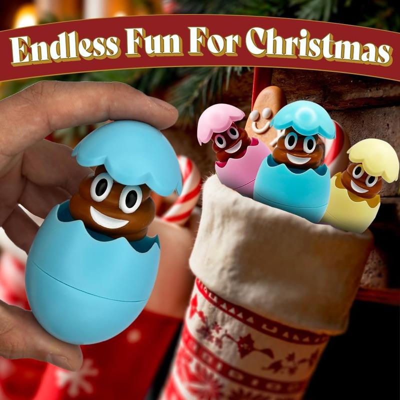 Farting Stocking Stuffer, Pops Open to Reveal a Surprise Poop Character - Perfect Gag Gifts for Teen Boys & Girls, White Elephant Gifts, Secret Santa, Xmas Holiday Egg Pops (Blue)