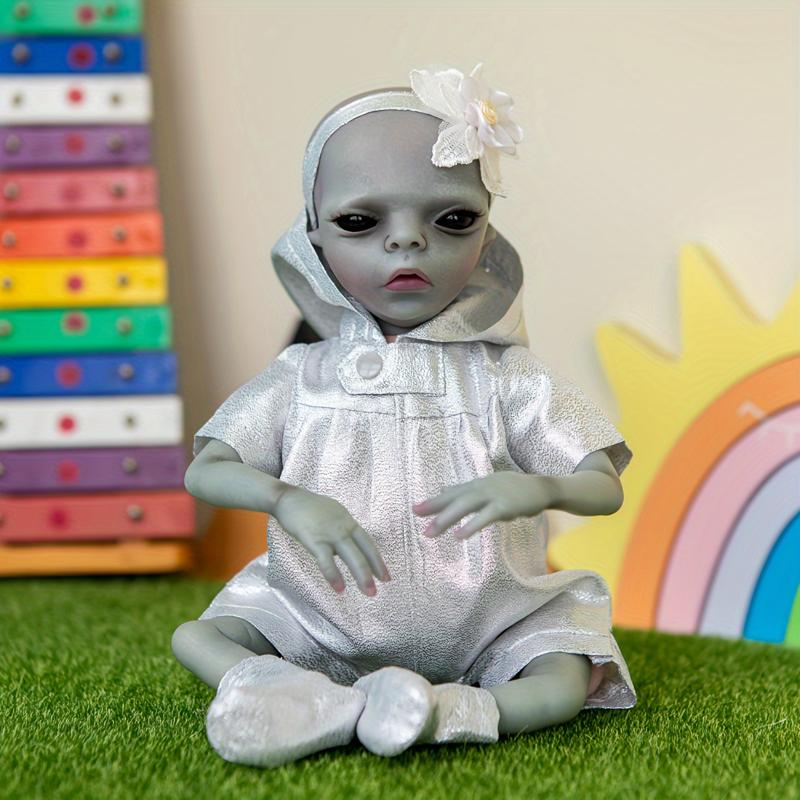 reborn babydoll,14 Inches 35cm Realistic Alien Reborn Doll - Soft Touch Cloth Body Art Doll for Creative Collection - Unique Mini Super Cool Kids Gifts for Halloween, Thanksgiving Day, and Christmas