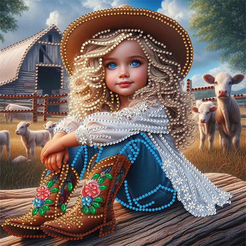 Cowgirl Pattern DIY Diamond Arts Colorful Painting Kit without Frame, 1 Count DIY 5D Diamond Arts Colorful Painting Kit, Wall Art Decor for Home