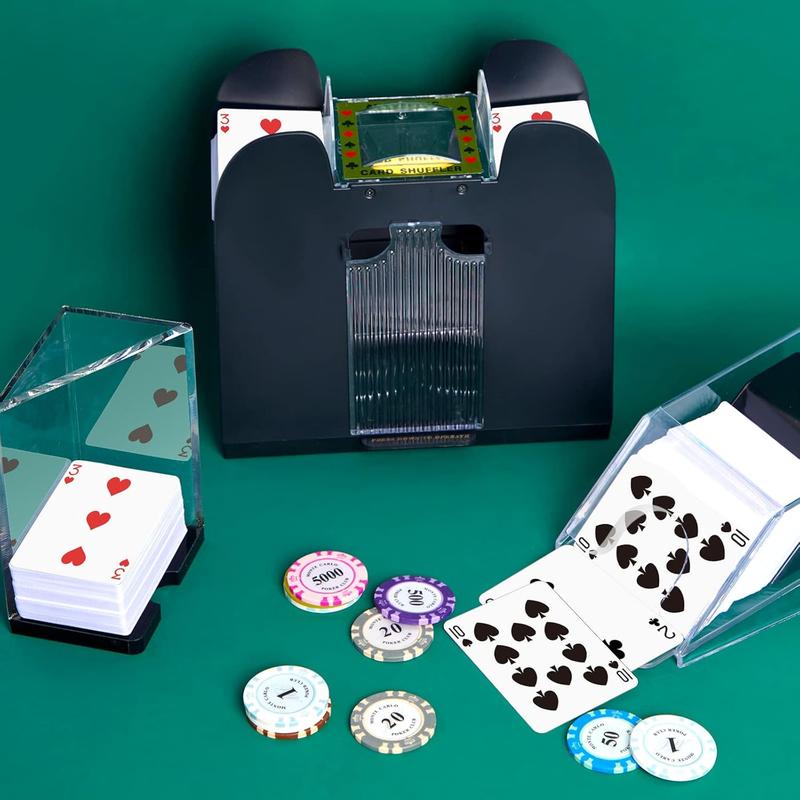 Blackjack Game Combo Set Including Blackjack 6 Deck Automatic Card Shuffler 6 Deck Blackjack Shoe and 6 Deck Discard Tray for Blackjack 10 Cut Cards for Casino, Party Night