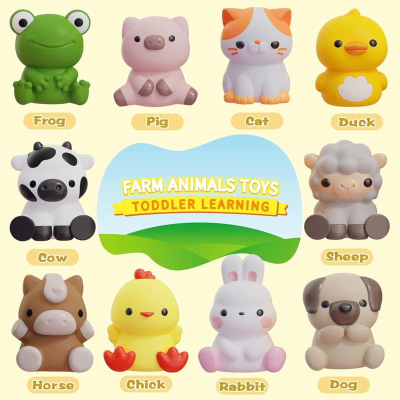 20pcs Farm Animals Barn Toys Finger Puppets for Kids, Learning Toys for Boys Girls, Montessori Counting Matching & Color Sorting Toy Set,Easter Christmas Birthday Gift for Children