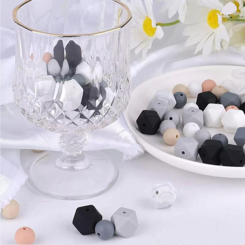 Mixed Color Hexagon Bead, 50pcs set Silicone Bead for DIY Necklace, Bracelet, Keychain, Phone Chain, Jewelry Making Accessories