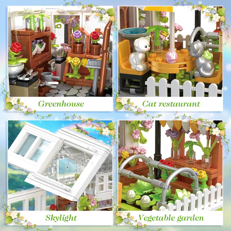 TOKMOC Garden Flower house Building Block Set,DIY Greenhouse Architecture Building Set,Birthday Gift and Home Decoration,For aged 12 and above,Stress relief toy,66053,1188 Pieces