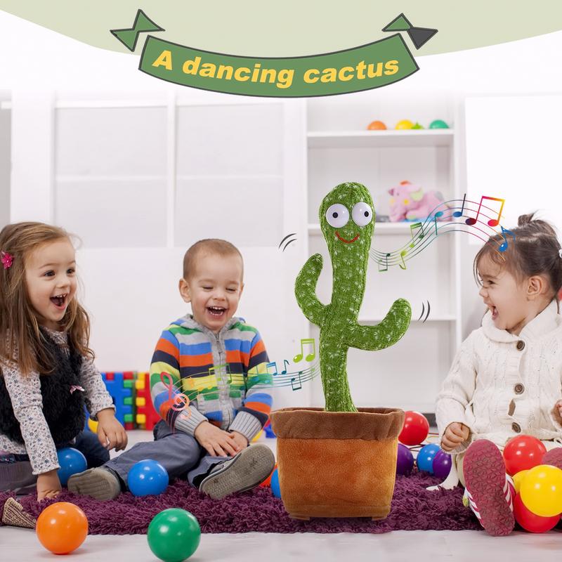 Pbooo Dancing Talking Cactus Mimicking Toy,Talking Repeat Singing Sunny Cactus Toy 120 Pcs Songs for Baby 15S Record Your Sound Sing+Dancing+Recording+LED