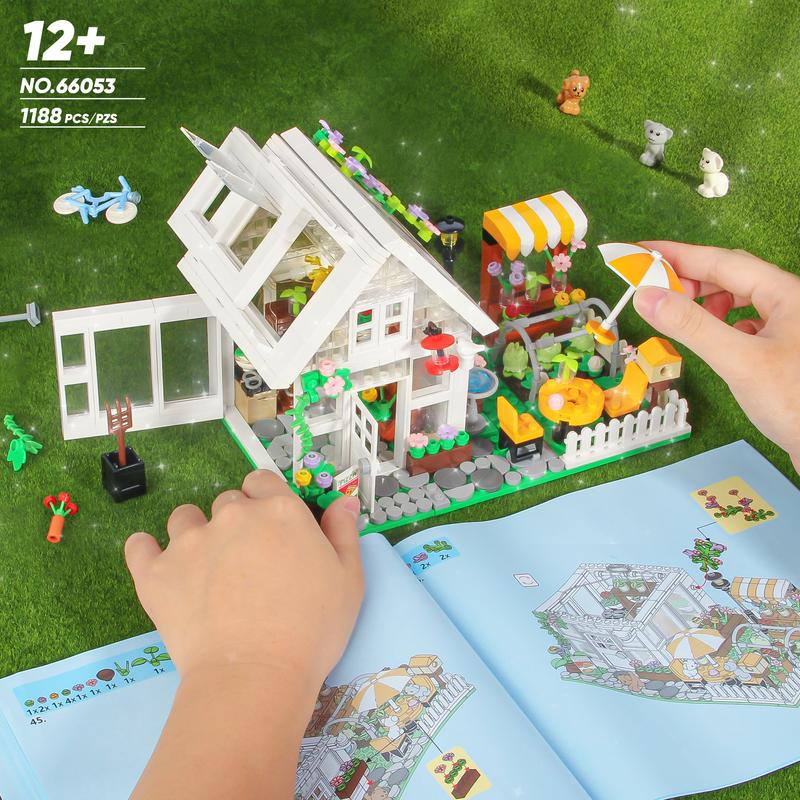 TOKMOC Garden Flower house Building Block Set,DIY Greenhouse Architecture Building Set,Birthday Gift and Home Decoration,For aged 12 and above,Stress relief toy,66053,1188 Pieces