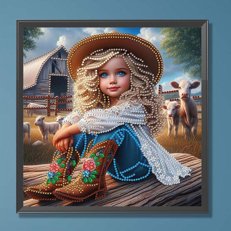 Cowgirl Pattern DIY Diamond Arts Colorful Painting Kit without Frame, 1 Count DIY 5D Diamond Arts Colorful Painting Kit, Wall Art Decor for Home