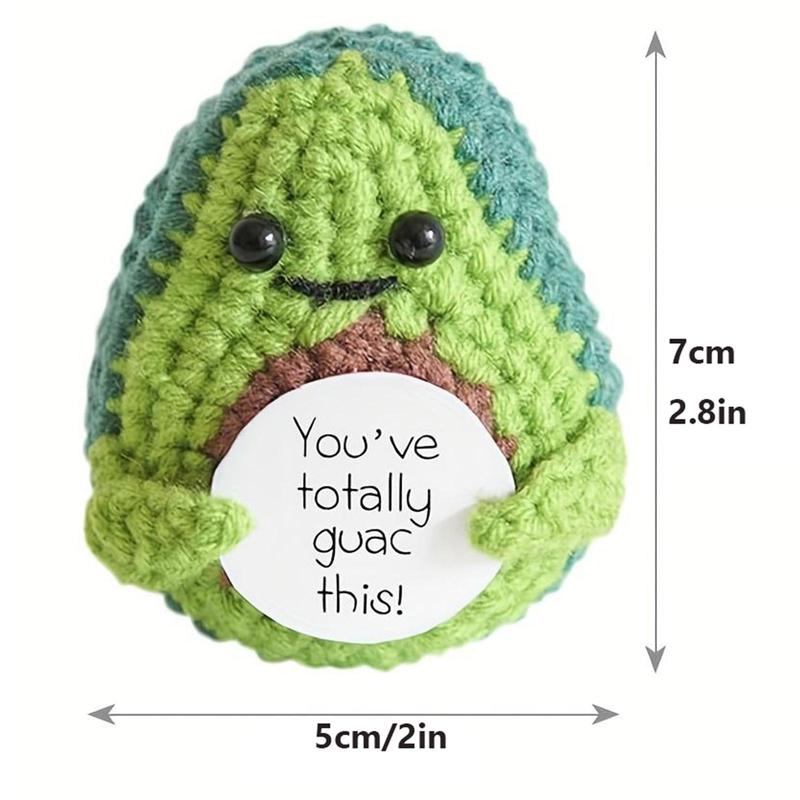 Cute Avocado Design Crochet Kit, 3 Counts set Positive Emotional Support Avocado Gift with Positive Card, Creative Cute Knitting Doll for Stress Relief