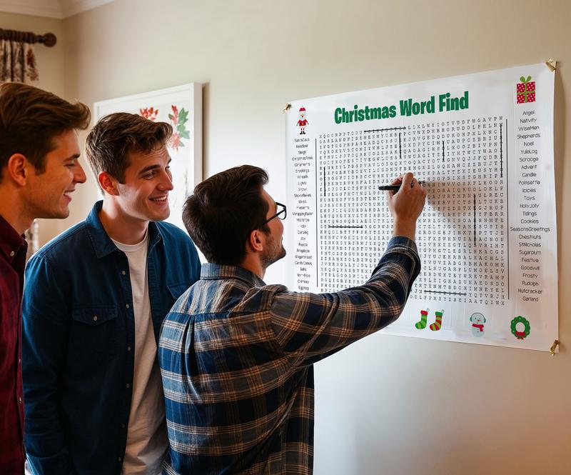 Giant Christmas Wall Puzzle Word Search - 3x4 ft Large Christmas Word Search Game - Festive Christmas Activity for Family & Friends