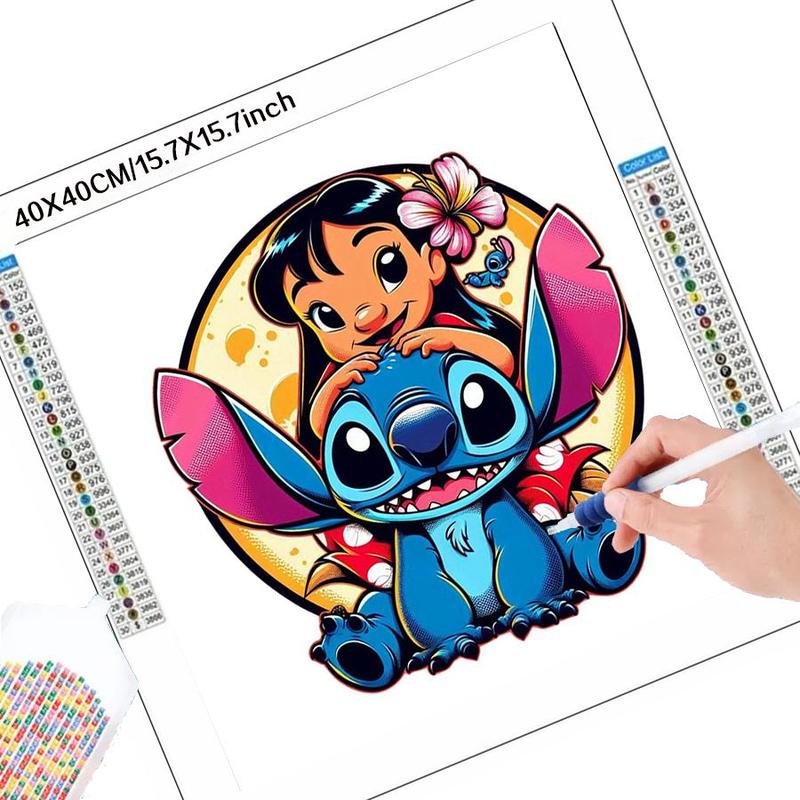 Cartoon Lilo & Stitch Pattern Diamond Arts Colorful Painting Kit without Frame, DIY 5D Diamond Arts Crafts Kit, Wall Art Decoration for Home