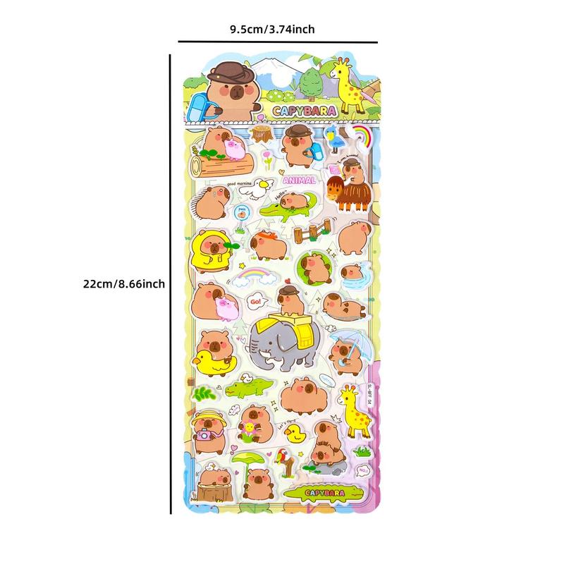 Cartoon Capybara Pattern Sticker, 4 Counts set Cute Cartoon Sticker, Decorative Sticker for DIY Scrapbooking, Journaling, Gift Wrapping