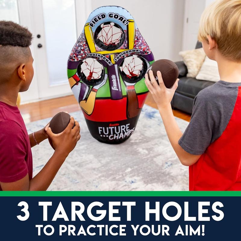 2024Franklin Sports Kids Football Target Toss Game - Inflatable Football Throwing Target Toy With Soft Mini Footballs - Fun Kids Football Toy Toss Game - Inflatable Indoor + Outdoor Sports Game