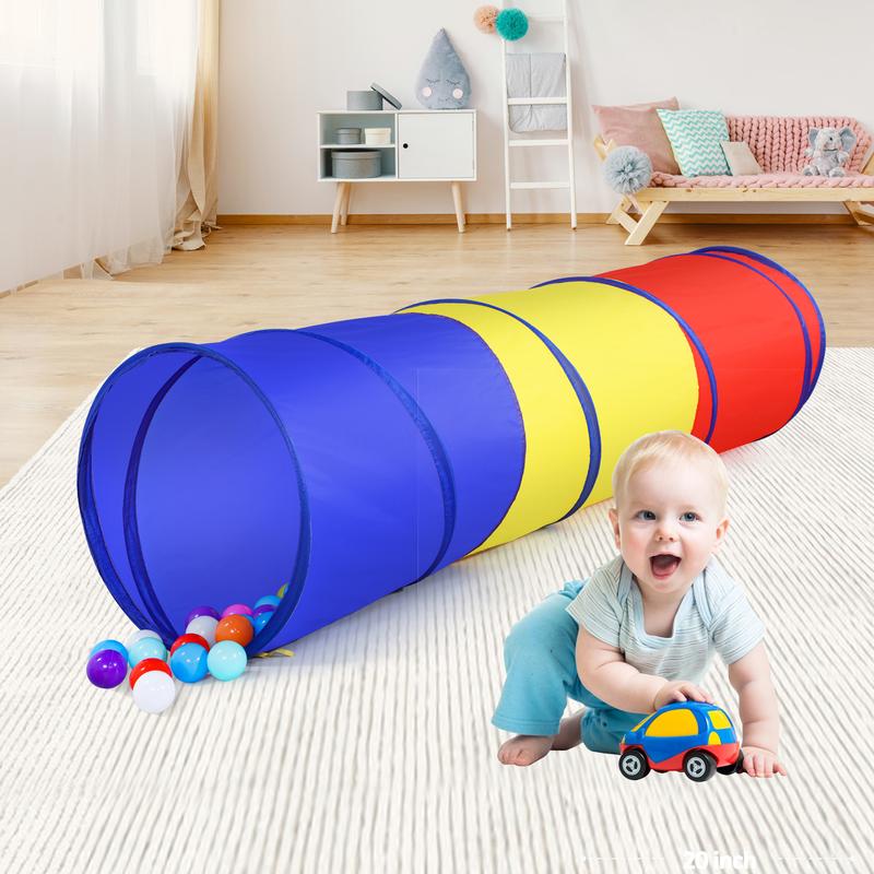 Red, Yellow, and Blue Play Tunnel for Kids - 1.75m Long, 46cm Diameter - Perfect for Indoor and Outdoor Fun!