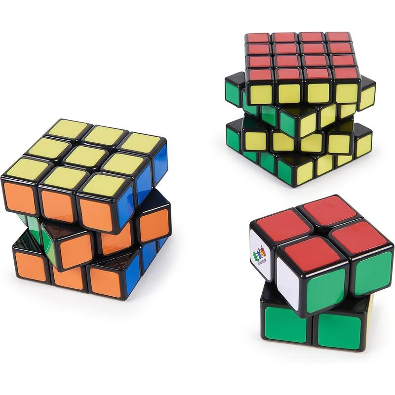 Rubik’s, Tiled Trio Bundle 2x2 Mini 3x3 Cube 4x4 Master 3D Puzzle Game Stress Relief Fidget Toy Travel Gift Set, for Adults & Kids Ages 8 and up