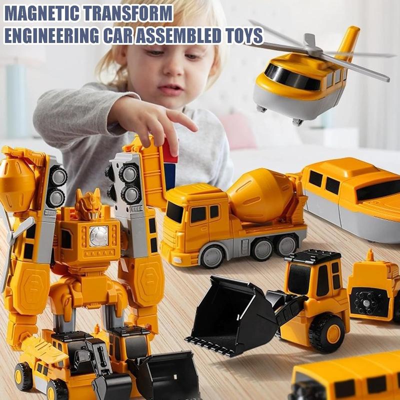 Magnetic Transform Engineering Car Assembled Toys,Toy Construction Vehicles with Storage Box,Magnetic Blocks for Kids Age 3-5 4-8 Outdoor Toddler Activities Toys(Engineering Series-35 Pcs) FTS-simi