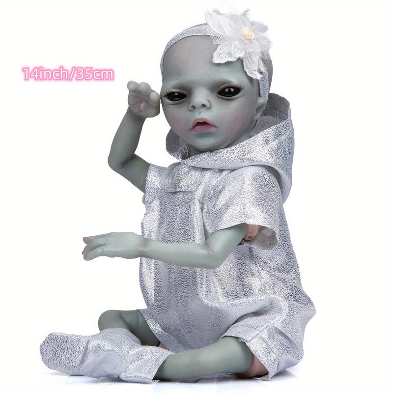 reborn babydoll,14 Inches 35cm Realistic Alien Reborn Doll - Soft Touch Cloth Body Art Doll for Creative Collection - Unique Mini Super Cool Kids Gifts for Halloween, Thanksgiving Day, and Christmas