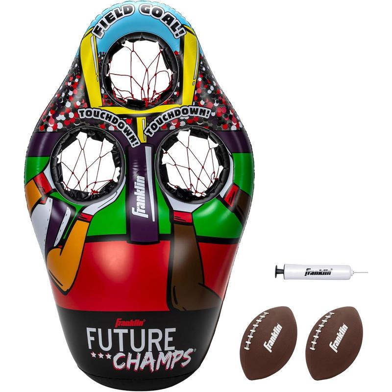 2024Franklin Sports Kids Football Target Toss Game - Inflatable Football Throwing Target Toy With Soft Mini Footballs - Fun Kids Football Toy Toss Game - Inflatable Indoor + Outdoor Sports Game