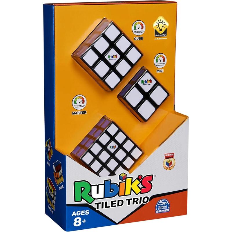 Rubik’s, Tiled Trio Bundle 2x2 Mini 3x3 Cube 4x4 Master 3D Puzzle Game Stress Relief Fidget Toy Travel Gift Set, for Adults & Kids Ages 8 and up