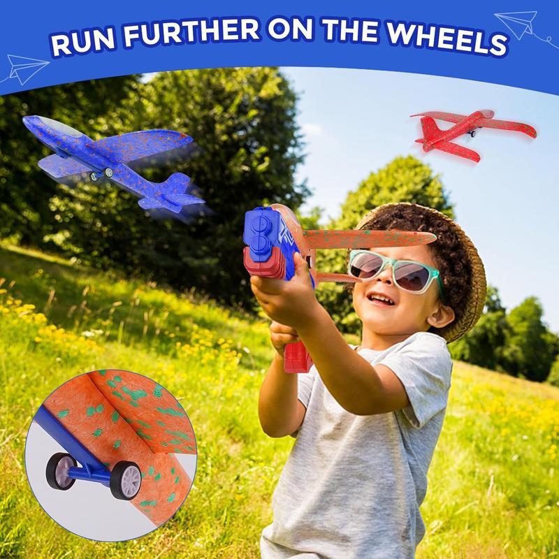 Airplane Toys Airplane Launcher Toys, LED Light& EVA Foam Glider Catapult Plane Toy for Boys,Outdoor Flying Toys Birthday Gifts for Boys and Girls 6-12 Years Old