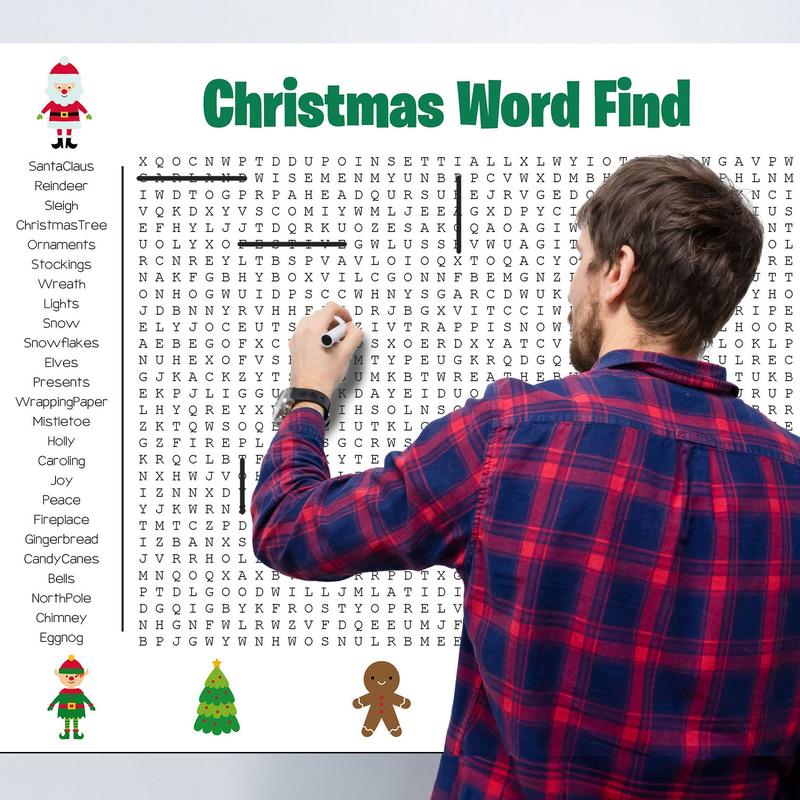 Giant Christmas Wall Puzzle Word Search - 3x4 ft Large Christmas Word Search Game - Festive Christmas Activity for Family & Friends