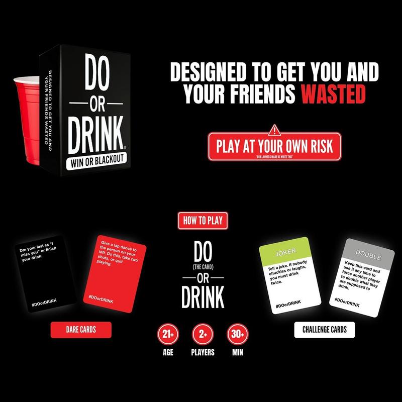 Do Or Drink Card Game, 1 Set Funny Party Card Game with 350 Cards & 175 Challenges, Party Game Supplies for Family, Friends Game Night, Men Gifts, Boyfriend Gifts