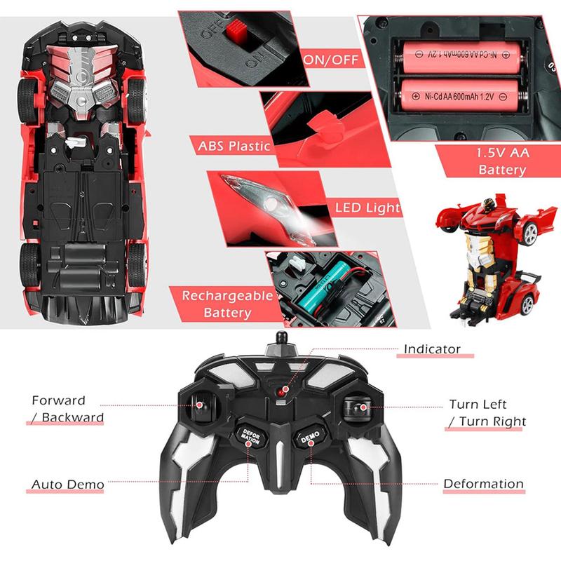 Remote Control Car, 1 Set Transform Robot RC Car, One-button Deformation & 360 Degree Rotating Drifting Car, Electric Toy Car for Boys & Girls