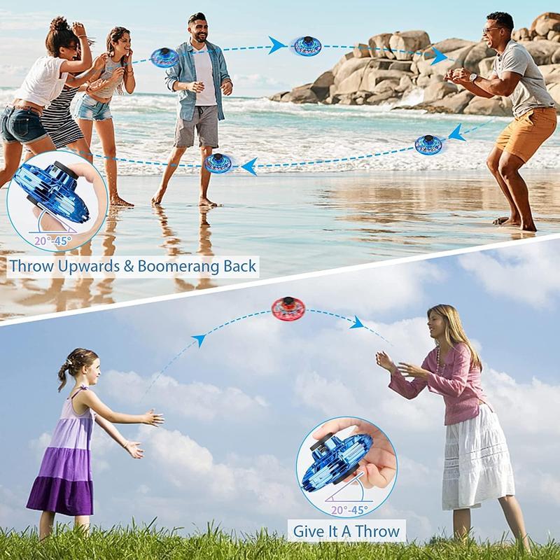 Flying Spinner Mini UFO Drone, Ifly Spinner Fly UFO Flying Fidget Spinner, Magical Hand Controlled Boomerang Drone Cool Stuff T Gifts for 8 9 10+ Year Old Teens Indoor Outdoor T -Blue