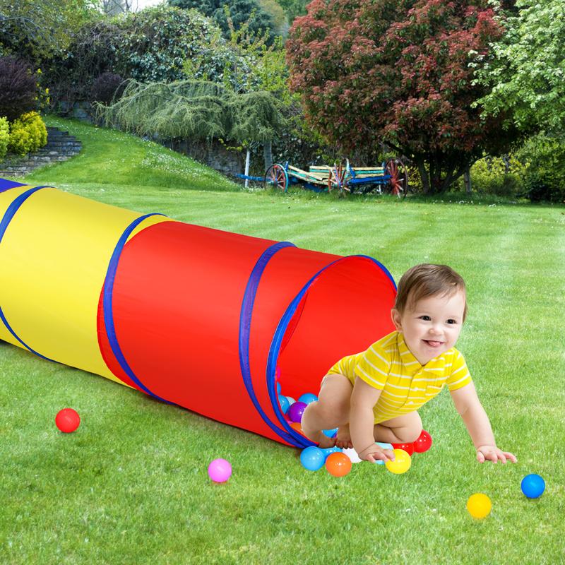 Red, Yellow, and Blue Play Tunnel for Kids - 1.75m Long, 46cm Diameter - Perfect for Indoor and Outdoor Fun!